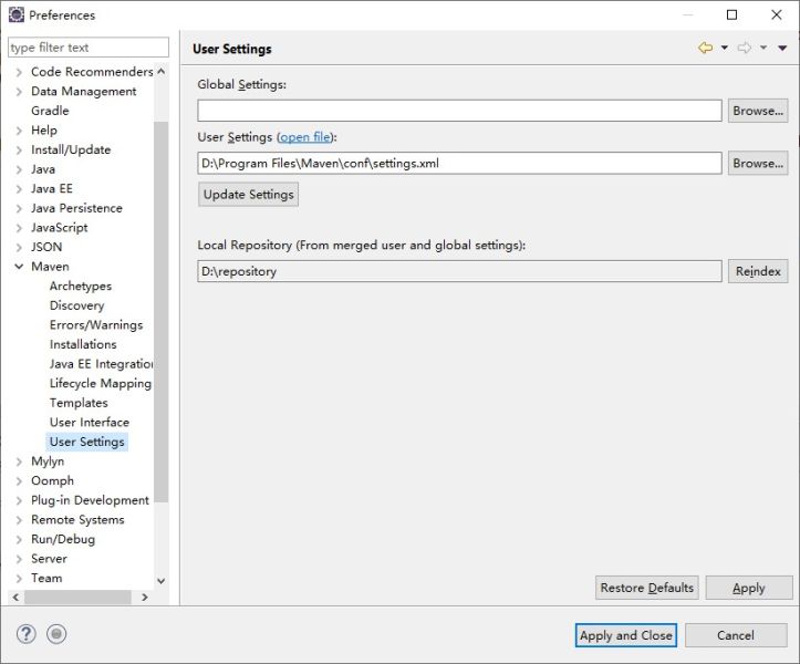 文件:Eclipse设置M2e的User Setting 配置.jpg